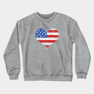 American Flag Heart Distressed Crewneck Sweatshirt